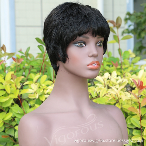 Wave black cheap wholesale short glueless private label inch bob pixie cut brazilian 100% raw human hair wig black women